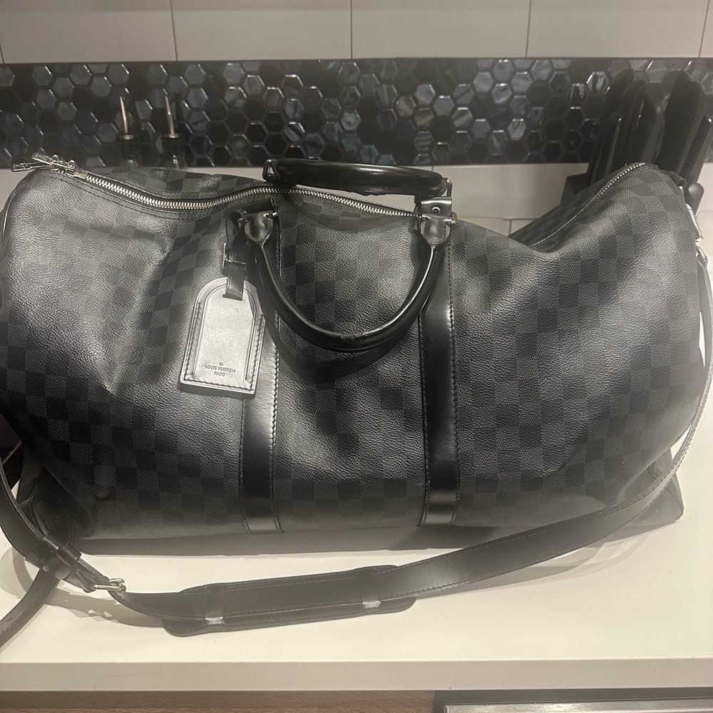 Louis Vuitton Black Damier Graphite Keepall Duffel Bag